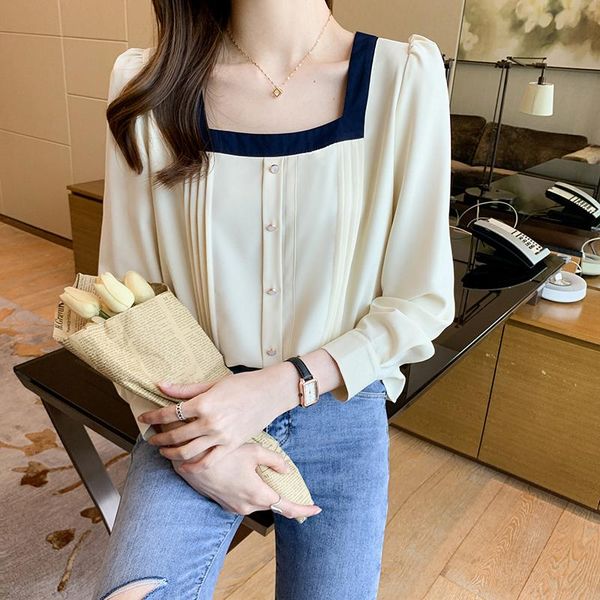 women's blouses & shirts chikichi 2021 spring and autumn style korean fashion elegant square collar solid color chiffon ladies long-sle, White
women's blouses & shirts chikichi 2021 spring and autumn style korean fashion elegant square collar solid color chiffon ladies long-sle, White