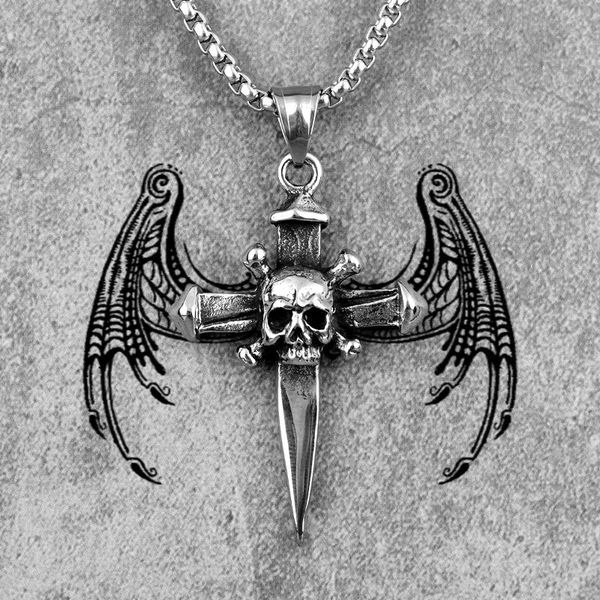 pendant necklaces stainless steel gothic skull cross sword men pendants chain punk for boyfriend male jewelry creativity gift wholesale, Silver
pendant necklaces stainless steel gothic skull cross sword men pendants chain punk for boyfriend male jewelry creativity gift wholesale, Silver