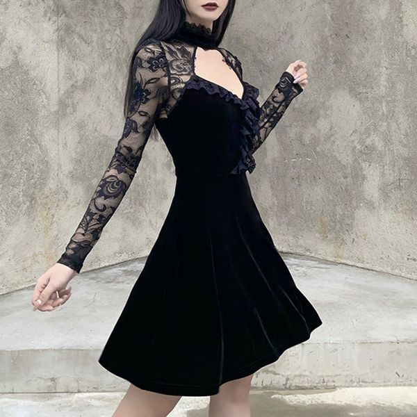 2021insgoth vintage hollow out black dress gothic velvet high waist mini dress ladies elegant ruffle party night autumn dress, Black;gray
2021insgoth vintage hollow out black dress gothic velvet high waist mini dress ladies elegant ruffle party night autumn dress, Black;gray