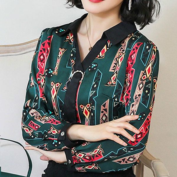 women 2021 long sleeve chiffon blouse print large size style v-neck women's work shirts blouses &, White
women 2021 long sleeve chiffon blouse print large size style v-neck women's work shirts blouses &, White