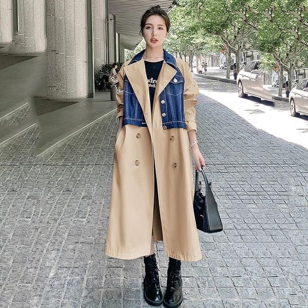 women's trench coats women windbreaker spring autumn splicing korean long jacket design fashion loose coat female ladies cloak, Tan;black
women's trench coats women windbreaker spring autumn splicing korean long jacket design fashion loose coat female ladies cloak, Tan;black