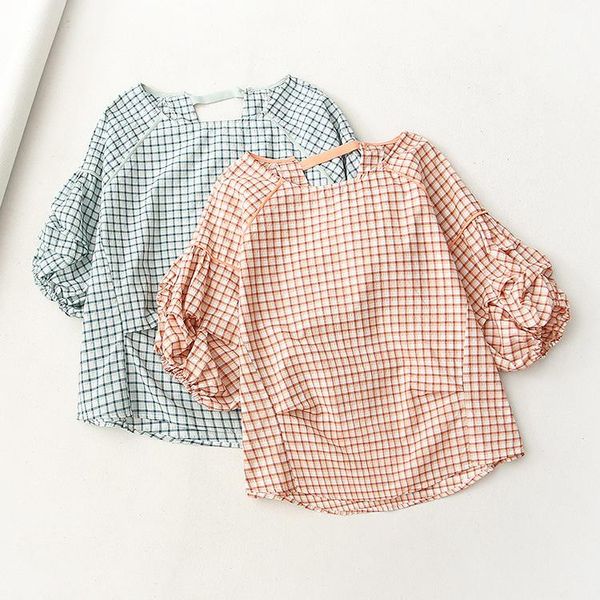women's blouses & shirts sense design niche pleated bubble sleeve plaid shirt female round collar small with missing back, White
women's blouses & shirts sense design niche pleated bubble sleeve plaid shirt female round collar small with missing back, White