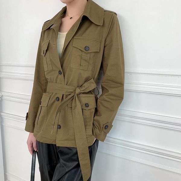 women's jackets 2021 spring and summer fashion retro lapel tie long sleeve single row button pocket design ladies all-match jacket, Black;brown
women's jackets 2021 spring and summer fashion retro lapel tie long sleeve single row button pocket design ladies all-match jacket, Black;brown