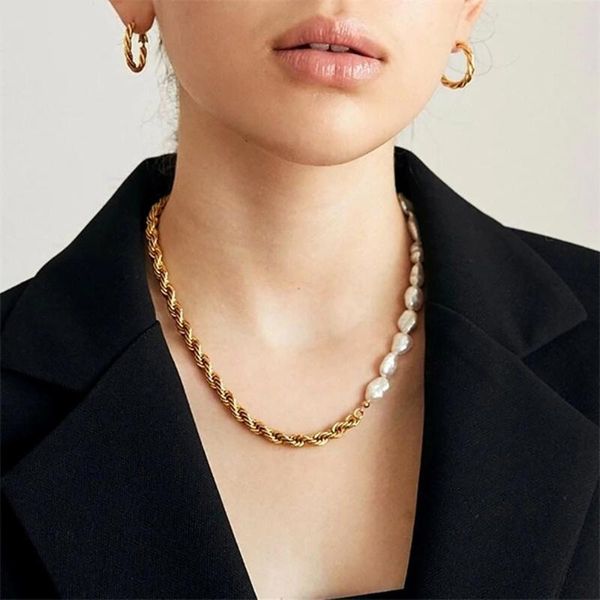 chains ghidbk splicing asymmetry metal twist chain vintage natural freshwater pearl necklaces for women girls jewelry gifts, Silver
chains ghidbk splicing asymmetry metal twist chain vintage natural freshwater pearl necklaces for women girls jewelry gifts, Silver