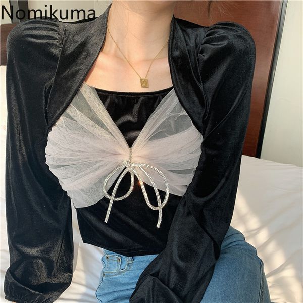 nomikuma new v-neck slim short velour blouse puff long sleeve korean mesh patchwork bow tie women blusas shirt 6c227 210427, White
nomikuma new v-neck slim short velour blouse puff long sleeve korean mesh patchwork bow tie women blusas shirt 6c227 210427, White