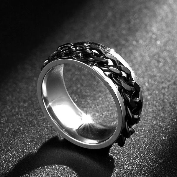 cluster rings 8mm punk rotatable black spinner chain for men brand stainless steel link male anel cool reliever stress finger jewelry, Golden;silver
cluster rings 8mm punk rotatable black spinner chain for men brand stainless steel link male anel cool reliever stress finger jewelry, Golden;silver