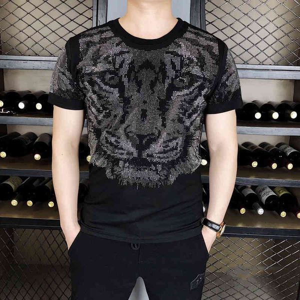 tee summer short sleeves fashion diamond tiger head shirt of men streetwear o-neck t-shirt homme, White;black
tee summer short sleeves fashion diamond tiger head shirt of men streetwear o-neck t-shirt homme, White;black