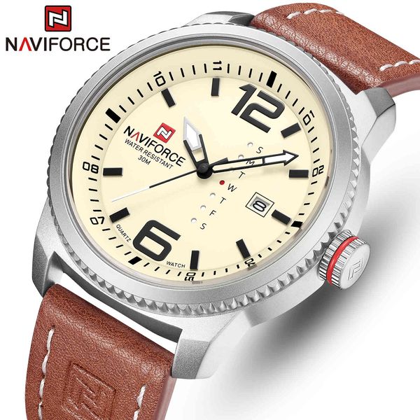 luxury brand naviforce men sport watches men's quartz clock man army military leather wrist watch relogio masculino 210517, Slivery;brown
luxury brand naviforce men sport watches men's quartz clock man army military leather wrist watch relogio masculino 210517, Slivery;brown