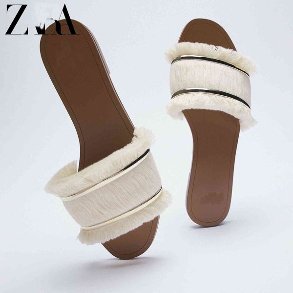 za family flat slippers female summer new one line tassel metal open toe sandals 70% off factory store online sale, Black
za family flat slippers female summer new one line tassel metal open toe sandals 70% off factory store online sale, Black