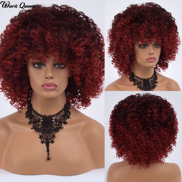 short afro wigs for black women with bangs kinky curly wine red natural ombre synthetic wigs african heat resistant fiber wigÂ
short afro wigs for black women with bangs kinky curly wine red natural ombre synthetic wigs african heat resistant fiber wigÂ
