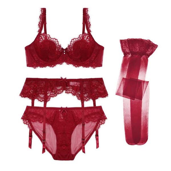 bras sets lace underwear set bra+ panties+ stockings+garter+4 piece for women lingerie, Red;black
bras sets lace underwear set bra+ panties+ stockings+garter+4 piece for women lingerie, Red;black