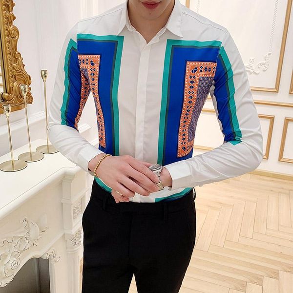 men's casual shirts fashion show brand men shirt luxury printed slim fit male camisa xadrez masculina trend long sleeve dress, White;black
men's casual shirts fashion show brand men shirt luxury printed slim fit male camisa xadrez masculina trend long sleeve dress, White;black