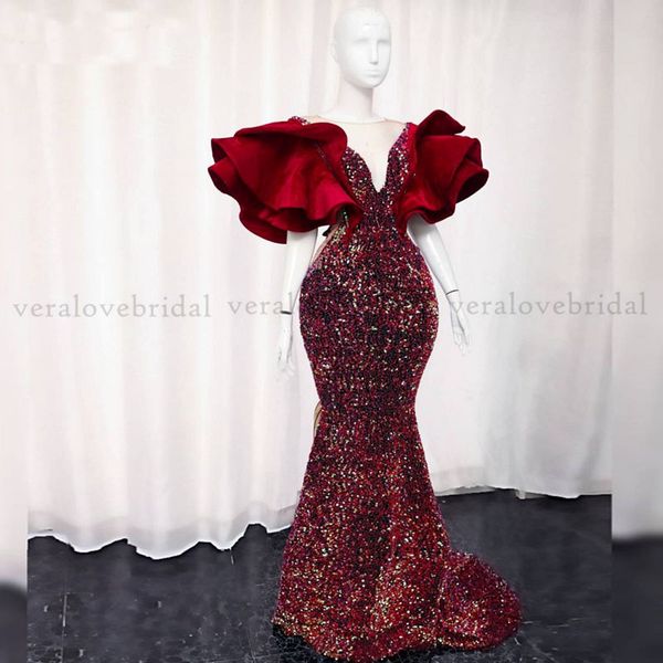 burgundy mermaid evening dress 2021 sequined sheer neck vestidos formales prom party gwns robe de soirée femme, Black
burgundy mermaid evening dress 2021 sequined sheer neck vestidos formales prom party gwns robe de soirée femme, Black