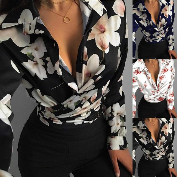 women's blouses & shirts fashion floral buttons blouse shirt autumn loose v-neck female women long sleeve blusas femininas clothing pu, White
women's blouses & shirts fashion floral buttons blouse shirt autumn loose v-neck female women long sleeve blusas femininas clothing pu, White