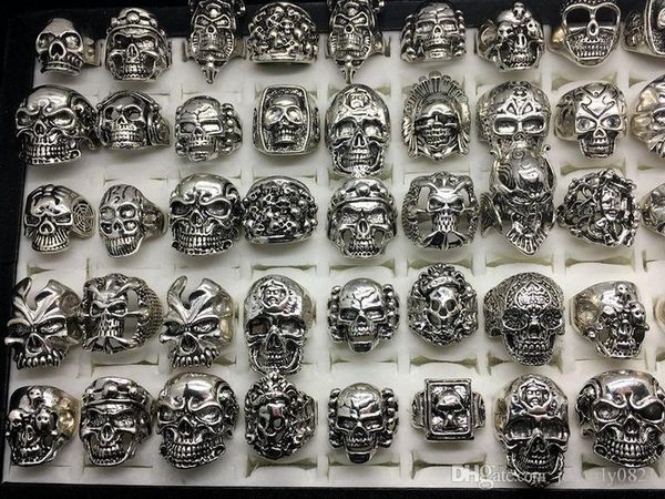2021 wholesale 50pcs lot vintage skull skeleton jewelry rings punk mixed style rings for man, Silver
2021 wholesale 50pcs lot vintage skull skeleton jewelry rings punk mixed style rings for man, Silver