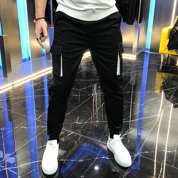 european casual multi pocket overalls personalized fashion brand zipper men's loose lace elastic and handsome pants, Black
european casual multi pocket overalls personalized fashion brand zipper men's loose lace elastic and handsome pants, Black