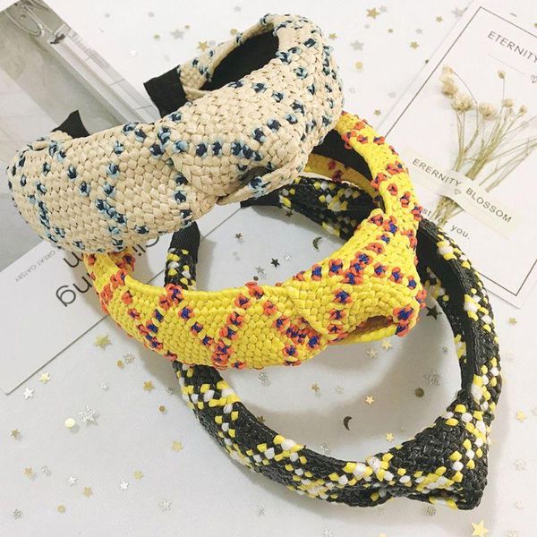 women handmade weaving straw headband bright contrast color braided twist knot wide hair hoop bohemian vacation headwear accessories
women handmade weaving straw headband bright contrast color braided twist knot wide hair hoop bohemian vacation headwear accessories