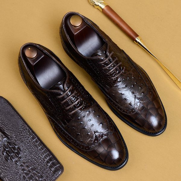 new ostrich pattern men shoes vintage british cow leather formal dress shoes brogue wedding banquet shoes us 11.5, Black
new ostrich pattern men shoes vintage british cow leather formal dress shoes brogue wedding banquet shoes us 11.5, Black