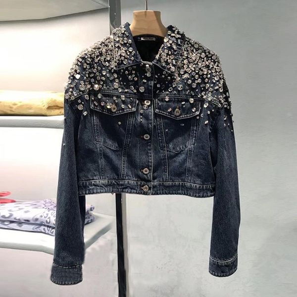 women's jackets miumiu 2021 early spring denim jacket short heavy industry nail bead inlaid diamond long sleeve loose, Black;brown
women's jackets miumiu 2021 early spring denim jacket short heavy industry nail bead inlaid diamond long sleeve loose, Black;brown