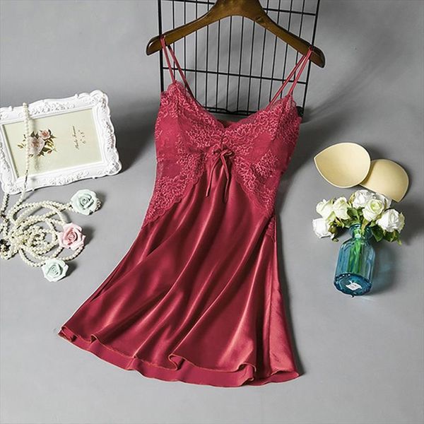 lingerie silk nightgown dress women sleepwear lace night nightie satin homewear chest pad nightwear, Black;red
lingerie silk nightgown dress women sleepwear lace night nightie satin homewear chest pad nightwear, Black;red