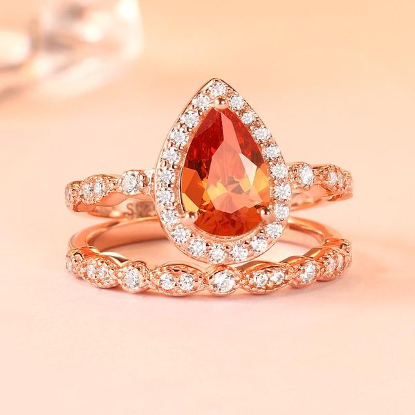 cluster rings exquisite 925 standard silver water drop shape champagne gemstone wedding ring set bride engagement jewelry gifts, Golden;silver
cluster rings exquisite 925 standard silver water drop shape champagne gemstone wedding ring set bride engagement jewelry gifts, Golden;silver