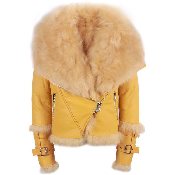 women's leather & faux yoloagain winter warm shearling jacket women ladies real coat, Black
women's leather & faux yoloagain winter warm shearling jacket women ladies real coat, Black