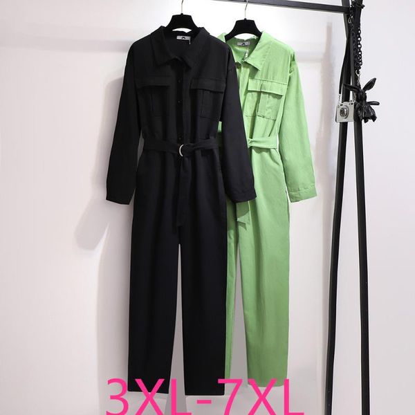 plus size tracksuits 2021 spring autumn jumpsuits for women large long sleeve loose cotton black green jumpsuit belt 3xl 4xl 5xl 6xl 7xl
plus size tracksuits 2021 spring autumn jumpsuits for women large long sleeve loose cotton black green jumpsuit belt 3xl 4xl 5xl 6xl 7xl