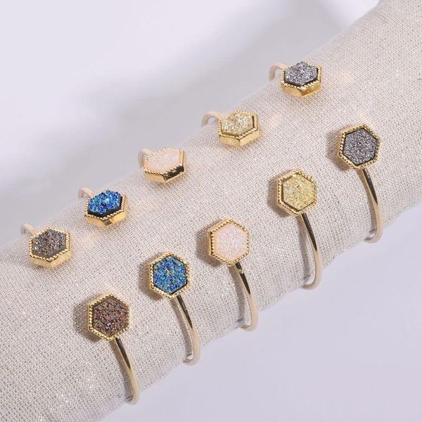 colors resin drusy bangle bracelet irregular oval imitation crystal stone druzy bracelets gold color brand jewelry for women, Black
colors resin drusy bangle bracelet irregular oval imitation crystal stone druzy bracelets gold color brand jewelry for women, Black