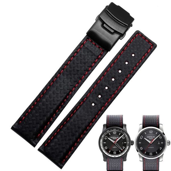 watch bands style genuine leather carbon fiber strap red stitching 20mm 22mm black with folding buckle, Black;brown
watch bands style genuine leather carbon fiber strap red stitching 20mm 22mm black with folding buckle, Black;brown