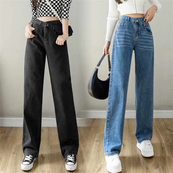 women's jeans autumn fashion straight wide leg pants high waist winter loose casual for women, Blue
women's jeans autumn fashion straight wide leg pants high waist winter loose casual for women, Blue