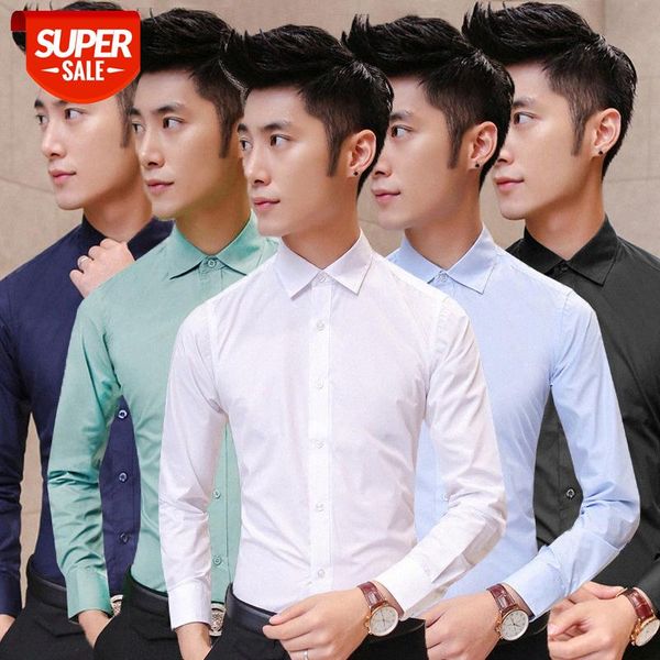 acting korean men's summer long-sleeved slim shirt solid color for men #pp3p, White;black
acting korean men's summer long-sleeved slim shirt solid color for men #pp3p, White;black