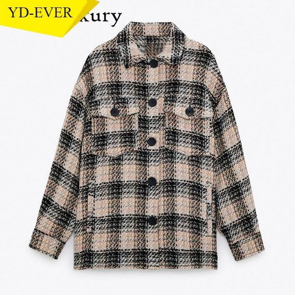 women's jackets jacket women fashion plaid shirt coat vintage long sleeve pockets female streetwear tweed outerwear chic, Black;brown
women's jackets jacket women fashion plaid shirt coat vintage long sleeve pockets female streetwear tweed outerwear chic, Black;brown