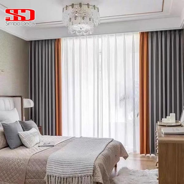 solid sheer stitching blackout curtains for bedroom window cortinas modern living room derotation household goods panel drapes curtain