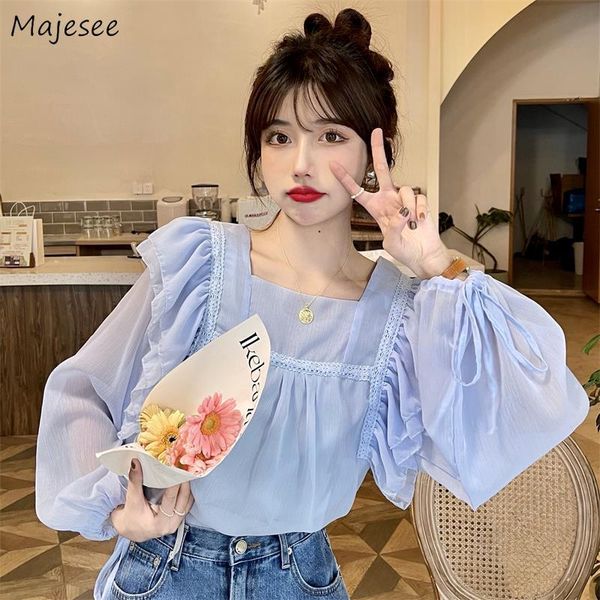 women's blouses & shirts women summer full sleeves tender ruffles square collar chiffon cozy design casual baggy fairy korean style cl, White
women's blouses & shirts women summer full sleeves tender ruffles square collar chiffon cozy design casual baggy fairy korean style cl, White