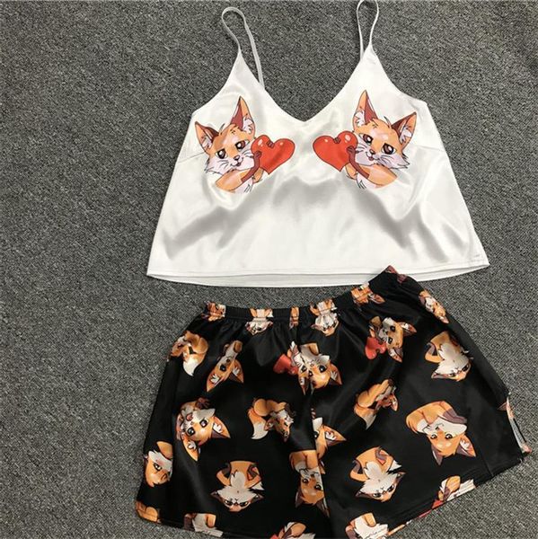 animal cartoon print lovely home womens sleepwears suit summer v neck women spaghetti strap loose pijama satin femme cat, Black;red
animal cartoon print lovely home womens sleepwears suit summer v neck women spaghetti strap loose pijama satin femme cat, Black;red