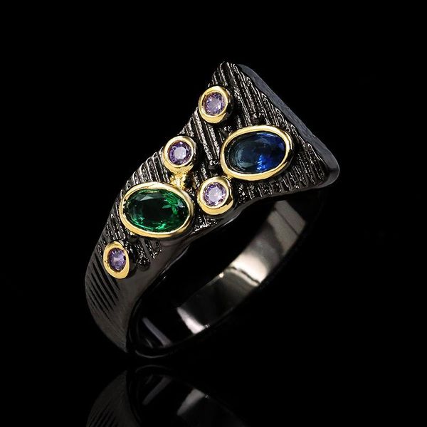 vintage personality jewelry female 925 sterling silver multicolor zircon ring gothic black gold color cocktail party cluster rings, Golden;silver
vintage personality jewelry female 925 sterling silver multicolor zircon ring gothic black gold color cocktail party cluster rings, Golden;silver