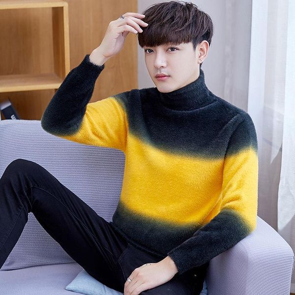 men's sweaters 2021 autumn and winter mink reversible turtleneck sweater thickened versatile pullover, White;black
men's sweaters 2021 autumn and winter mink reversible turtleneck sweater thickened versatile pullover, White;black