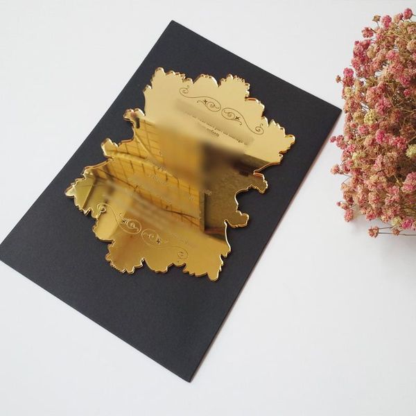 greeting cards 50pieces per lot 5*7inch vintage leaf shaped golden mirror acrylic wedding invitation card ship to srilanka only
greeting cards 50pieces per lot 5*7inch vintage leaf shaped golden mirror acrylic wedding invitation card ship to srilanka only