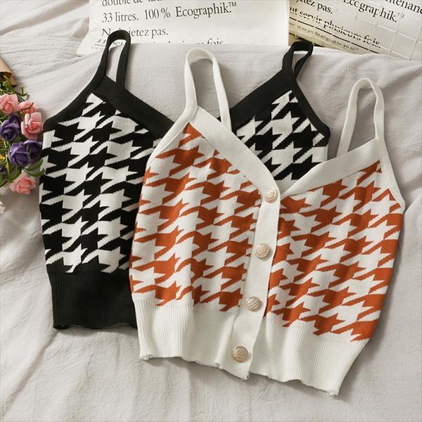 casual houndstooth sleeveless women cami sweater button up crop going out cute camis lady, White
casual houndstooth sleeveless women cami sweater button up crop going out cute camis lady, White