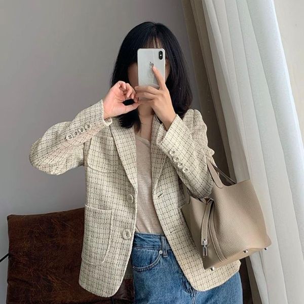 women's suits & blazers blazer women autumn and winter plaid suit short coat loose casual veste femme, White;black
women's suits & blazers blazer women autumn and winter plaid suit short coat loose casual veste femme, White;black