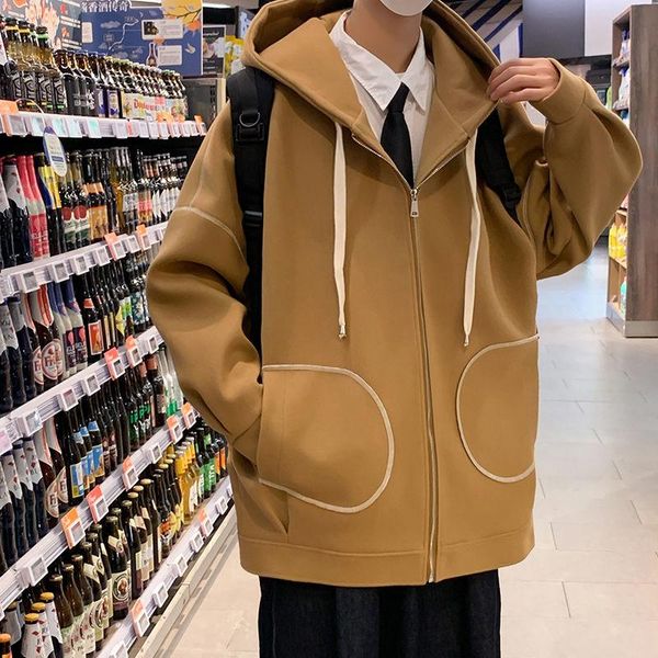 men's wool & blends neploha 2021 winter hooded spliced color woolen coats streetwear casual man jackets vintage zipper couple outerwear, Black
men's wool & blends neploha 2021 winter hooded spliced color woolen coats streetwear casual man jackets vintage zipper couple outerwear, Black