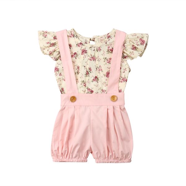 cute pretty infant kids girls summer 2pcs sets short sleeve flowers print t-shirts +pink overalls shorts, White
cute pretty infant kids girls summer 2pcs sets short sleeve flowers print t-shirts +pink overalls shorts, White
