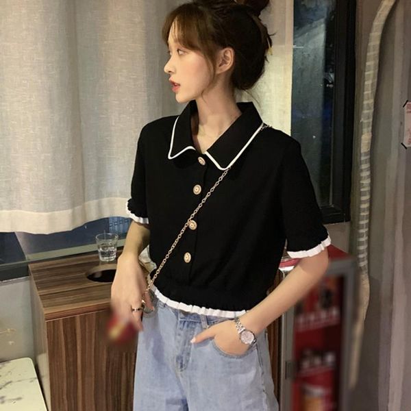 summer t-shirt cardigan women stitching lapel t-shirts casual single-breasted knitted women's, White
summer t-shirt cardigan women stitching lapel t-shirts casual single-breasted knitted women's, White