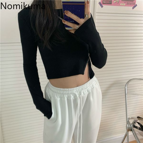 nomikuma women zipper design casual all-match t shirt solid color o neck long sleeve short tshirts female camisetas 210514, White
nomikuma women zipper design casual all-match t shirt solid color o neck long sleeve short tshirts female camisetas 210514, White