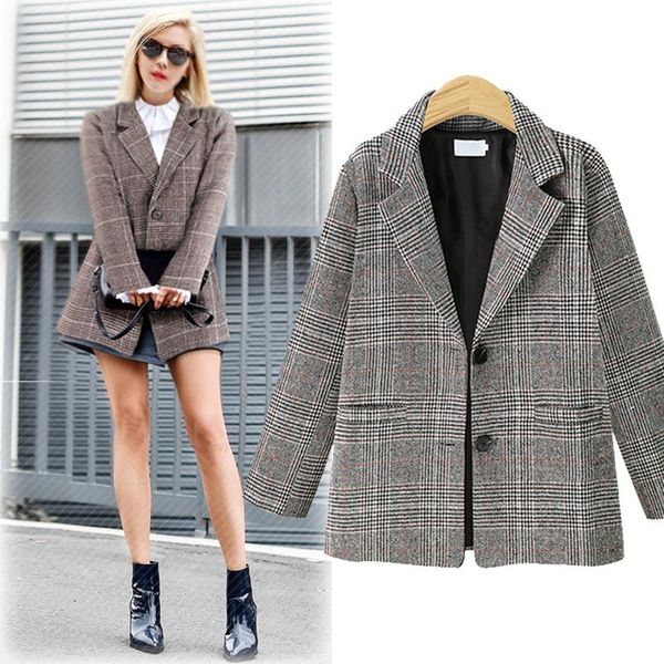 women's suits & blazers autumn winter women plus size fashion casual single breasted pockets plaid for larger suit outerwear, White;black
women's suits & blazers autumn winter women plus size fashion casual single breasted pockets plaid for larger suit outerwear, White;black