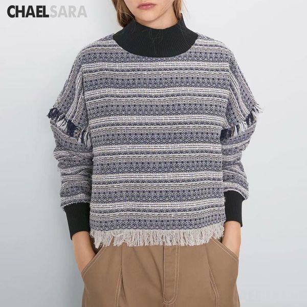 women's sweaters 2021 fashion autumn winter women vintage plaid tweed turtleneck sweater female tassel casual loose pullovers, White;black
women's sweaters 2021 fashion autumn winter women vintage plaid tweed turtleneck sweater female tassel casual loose pullovers, White;black