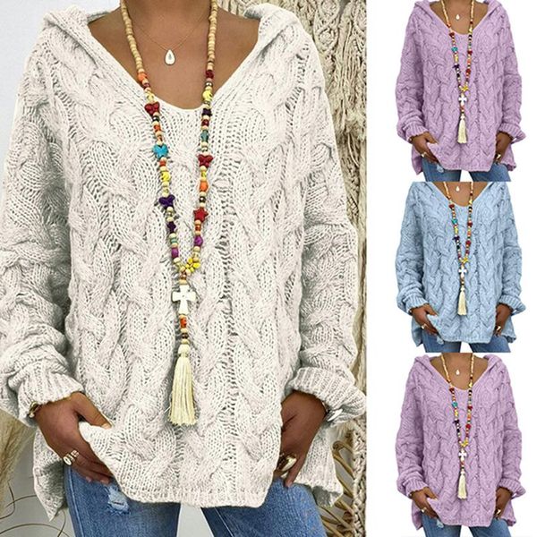 women's sweaters 2021 fall/winter sweater pure color twist knit hoodie european and american style long sleeve jacket, White;black
women's sweaters 2021 fall/winter sweater pure color twist knit hoodie european and american style long sleeve jacket, White;black