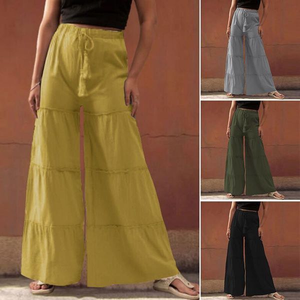women's wide leg trousers zanzea fashion ruffle pants casual elastic wasit pantalon palazzo female solid turnip plus size & capris, Black;white
women's wide leg trousers zanzea fashion ruffle pants casual elastic wasit pantalon palazzo female solid turnip plus size & capris, Black;white