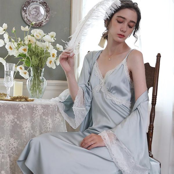 women's sleepwear womens 2pcs robe suit satin lace kimono gown solid loose ice silk bathrobe long strap summer thin home clothing, Black;red
women's sleepwear womens 2pcs robe suit satin lace kimono gown solid loose ice silk bathrobe long strap summer thin home clothing, Black;red