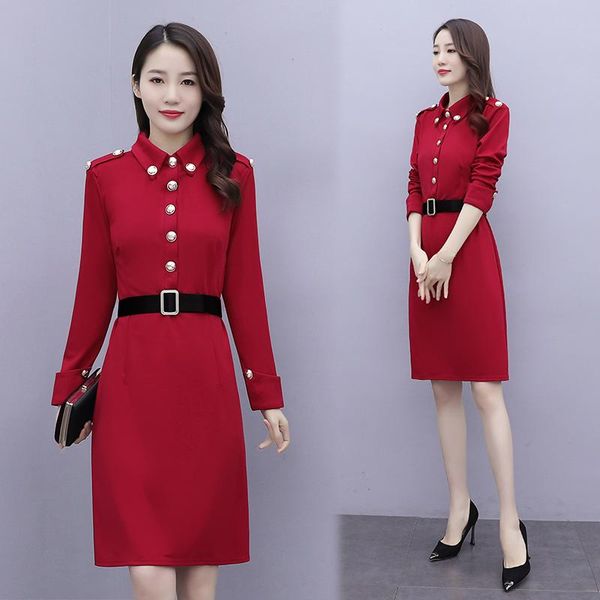 spring woman o-neck buttons dress fashion elegant color solid midi high waist vestidos de fes female casual dresses, Black;gray
spring woman o-neck buttons dress fashion elegant color solid midi high waist vestidos de fes female casual dresses, Black;gray